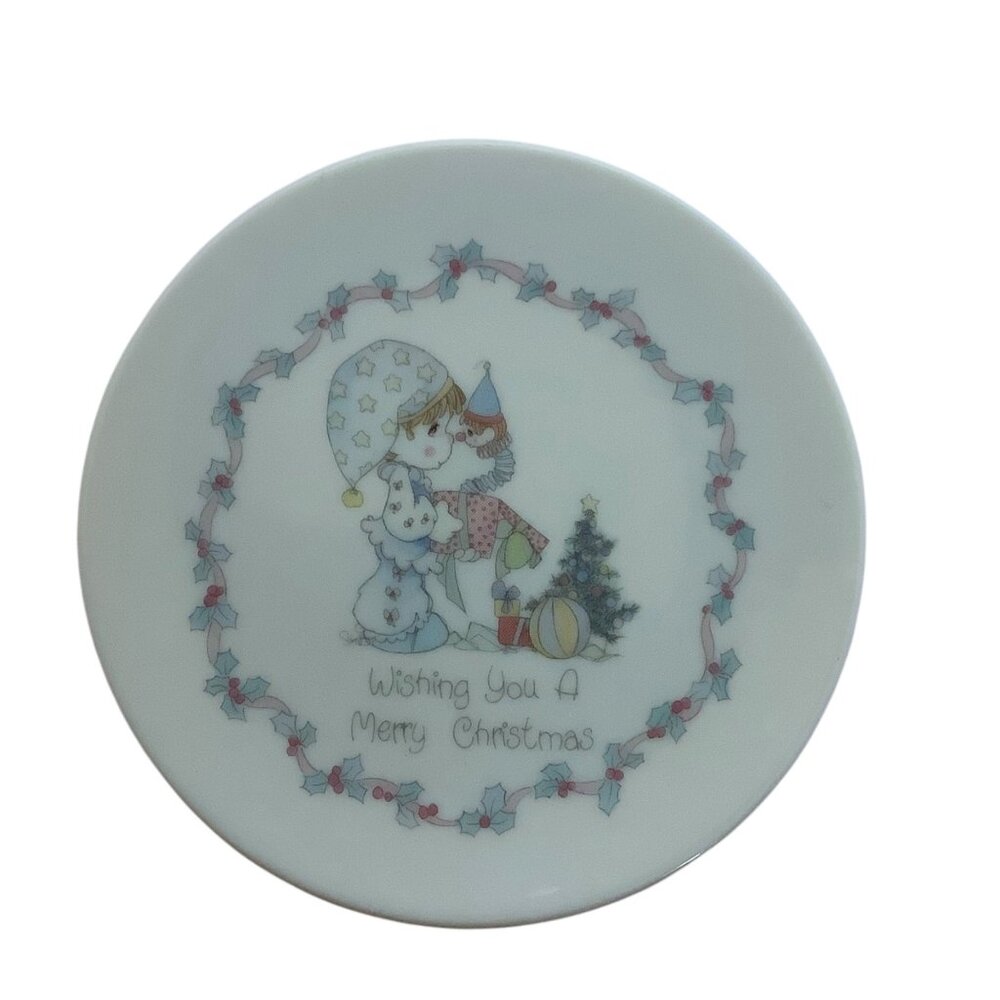Vtg Enesco Precious‎ Moments Christmas Plate Magnet 1988 3.5" Samuel J. Butcher